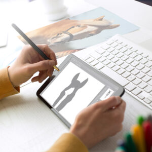 Ich zeichne ein Uniqorse Head Art am Tablet.
